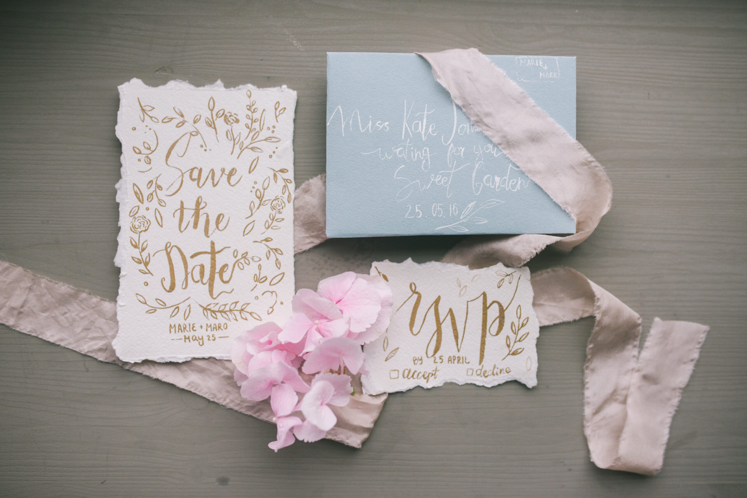 Save the date invitation on the table