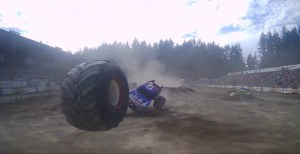 Monster Truck Flings Wheel Into Car Park During Performance In Terrifying Video