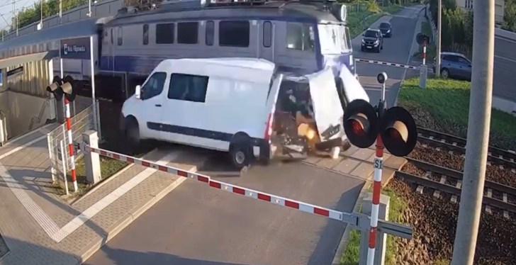 Polish Driver Miraculously Escapes Unharmed After Train Destroys His Van