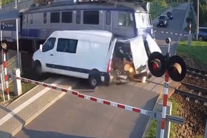 Polish Driver Miraculously Escapes Unharmed After Train Destroys His Van